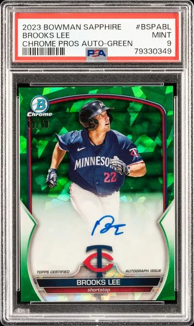 2023 Bowman Brooks Lee Sapphire Edition Chrome Prospects Autographs Orange #BSPA-BL card image