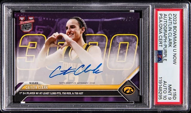 2023 Bowman Caitlin Clark U Now Autograph Purple #15D card image