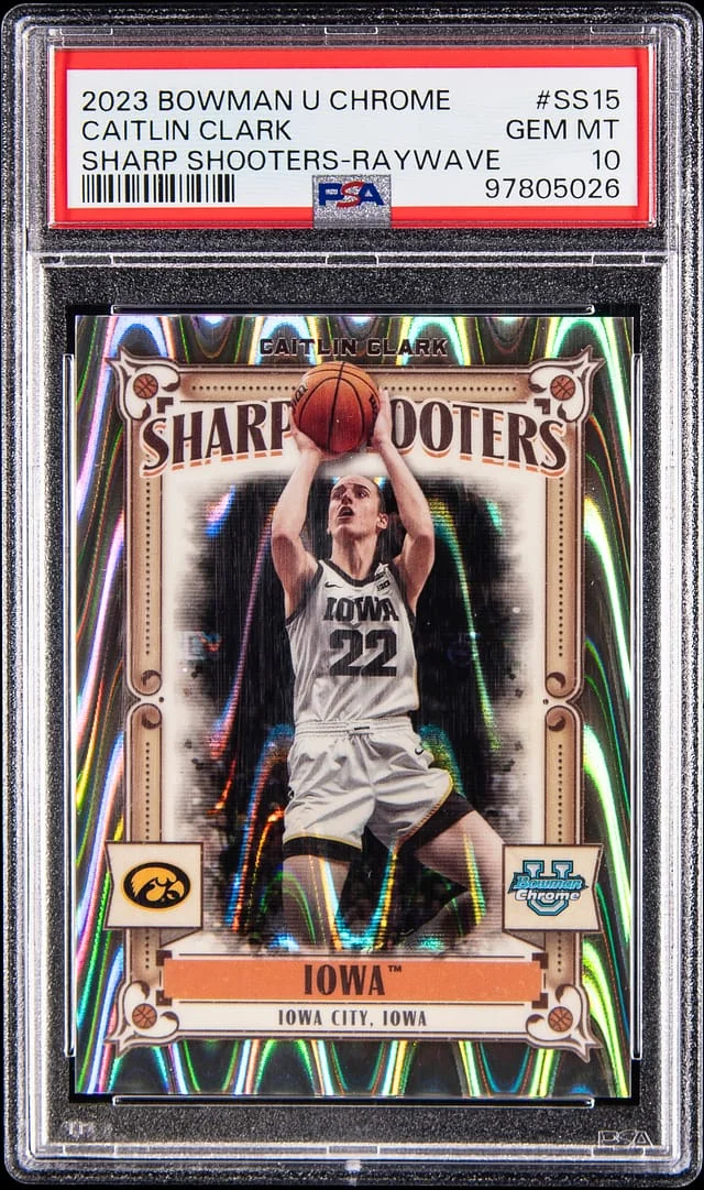2023 Bowman Caitlin Clark U Chrome Sharp Shooters Raywave #SS-15 card image