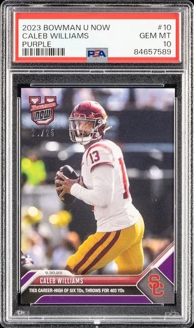 2023 Bowman Caleb Williams U Now Purple #10 card image