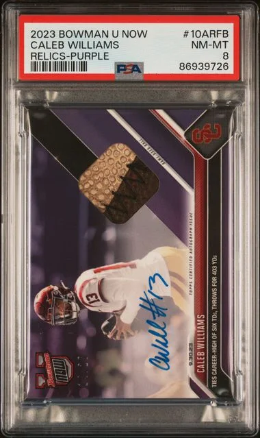 2023 Bowman Caleb Williams U Now Relics Purple #10ARFB card image
