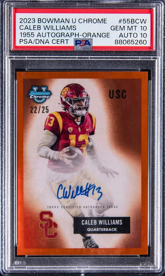 2023 Bowman Caleb Williams U Chrome 1955 Autograph Orange #55B-CW card image