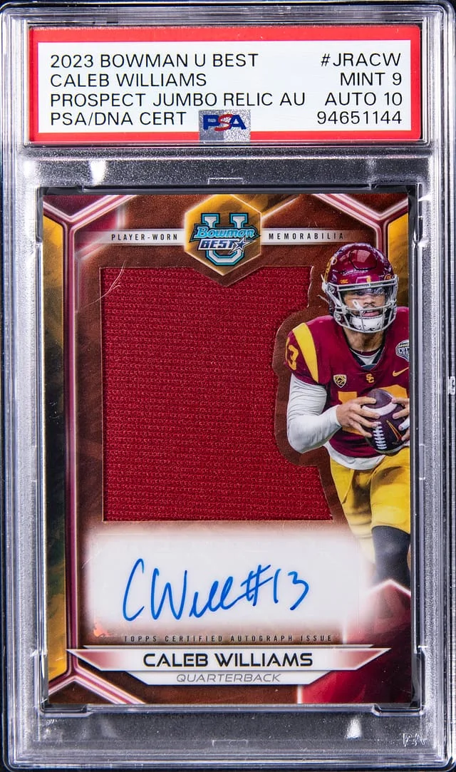 2023 Bowman Caleb Williams U Best Prospect Jumbo Relic Autograph #JRA-CW card image