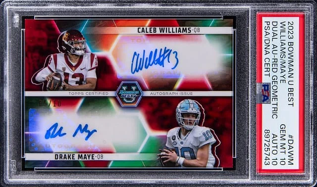 2023 Bowman Caleb Williams/Drake Maye U Best Dual Autographs Red Geometric #DA-WM card image