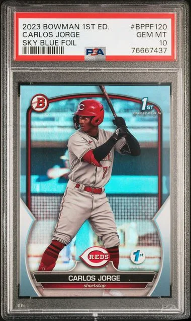 2023 Bowman Carlos Jorge 1st Edition Sky Blue Foil #BPPF-120 card image