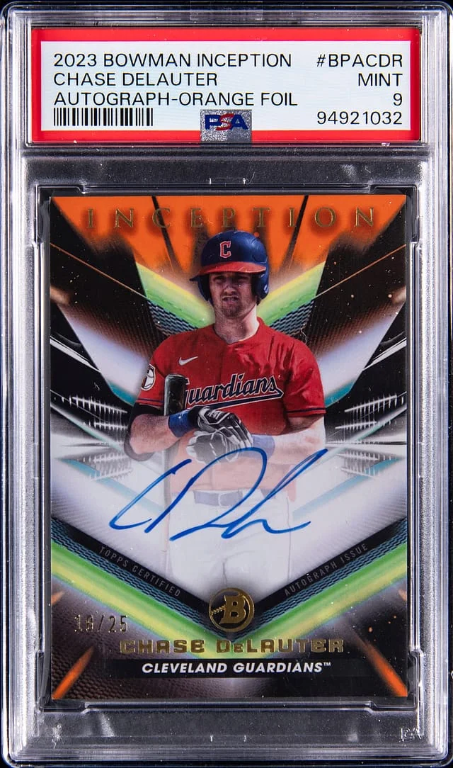 2023 Bowman Chase Delauter Inception Autograph Orange Foil #BPA-CDR card image
