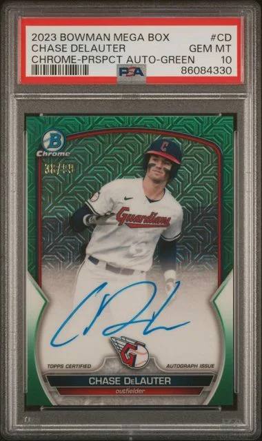 2023 Bowman Chase Delauter Mega Box Chrome Prospect Autographs Green #CD card image