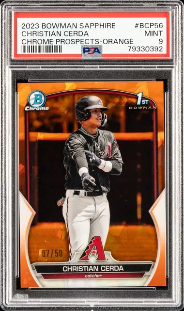 2023 Bowman Christian Cerda Sapphire Chrome Prospects Aqua #BCP-56 card image