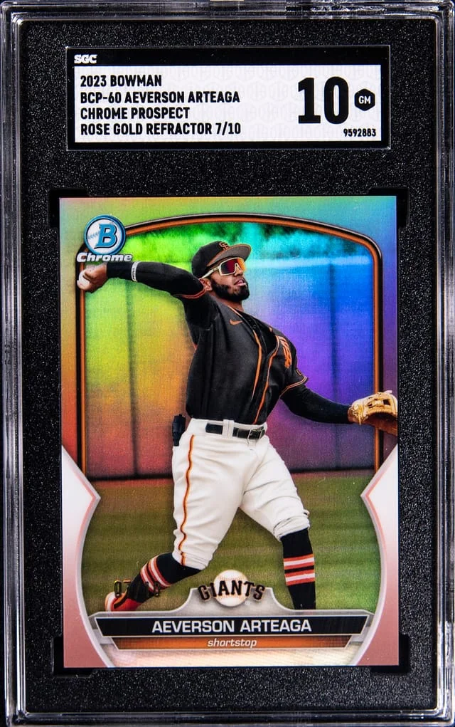 2023 Bowman Chrome Aeverson Arteaga Prospect Rose Gold Refractor #BCP60 card image