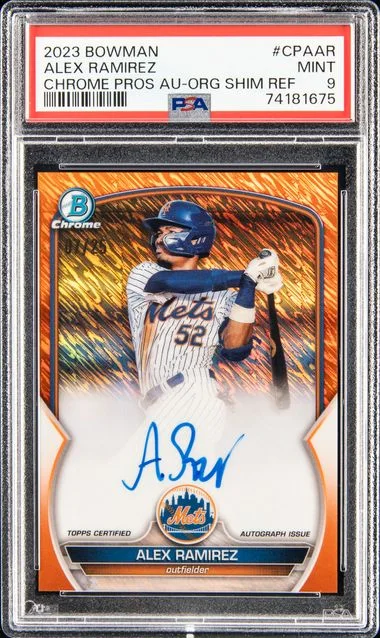 2023 Bowman Chrome Alex Ramirez Prospect Autographs Orange Shimmer #CPA-AR card image