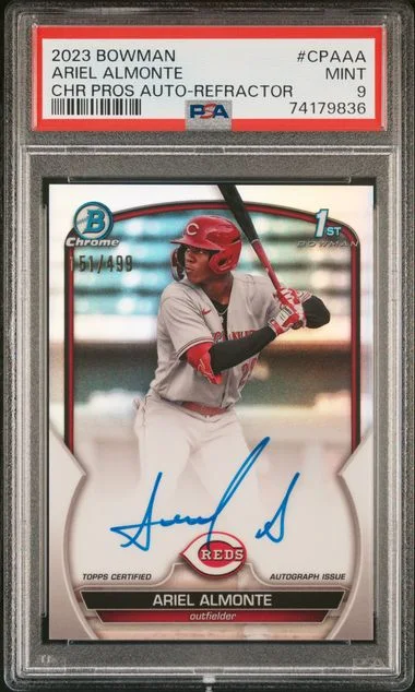 2023 Bowman Chrome Ariel Almonte Prospect Autographs Refractor #CPA-AA card image