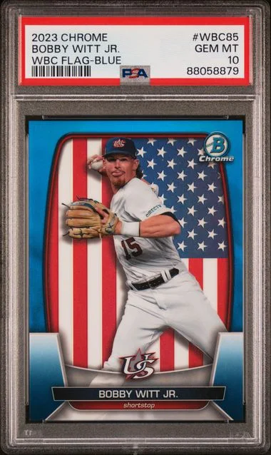 2023 Bowman Chrome Bobby Witt Jr. World Baseball Classic Flag Blue #WBC85 card image