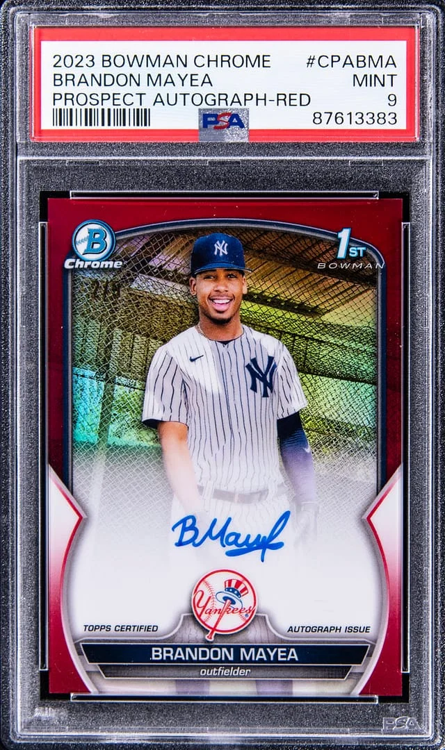 2023 Bowman Chrome Brando Mayea Prospect Autographs Red #CPA-BMA card image