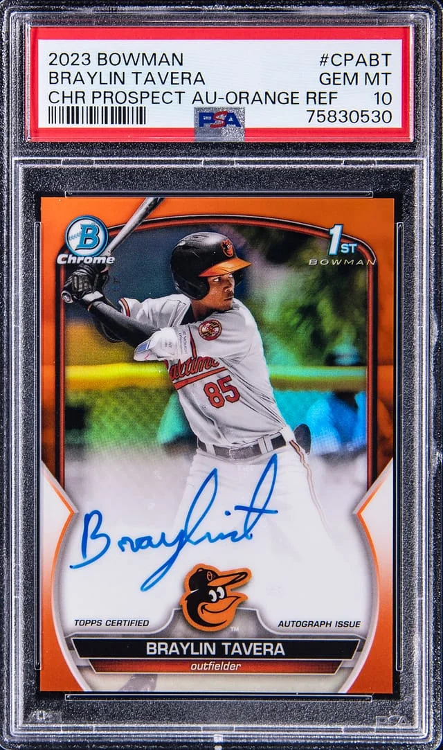 2023 Bowman Chrome Braylin Tavera Prospect Autograph Orange Refractor #CPABT card image
