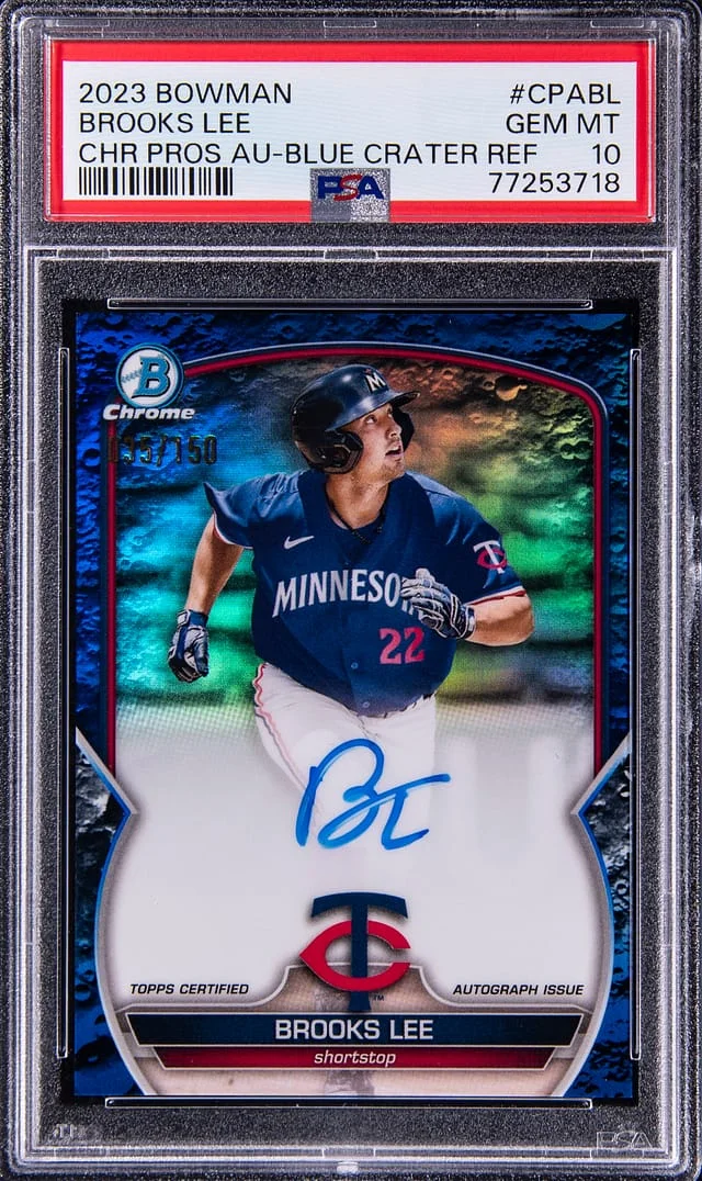 2023 Bowman Chrome Brooks Lee Prospect Autographs Blue Crater Refractor #CPA-BL card image
