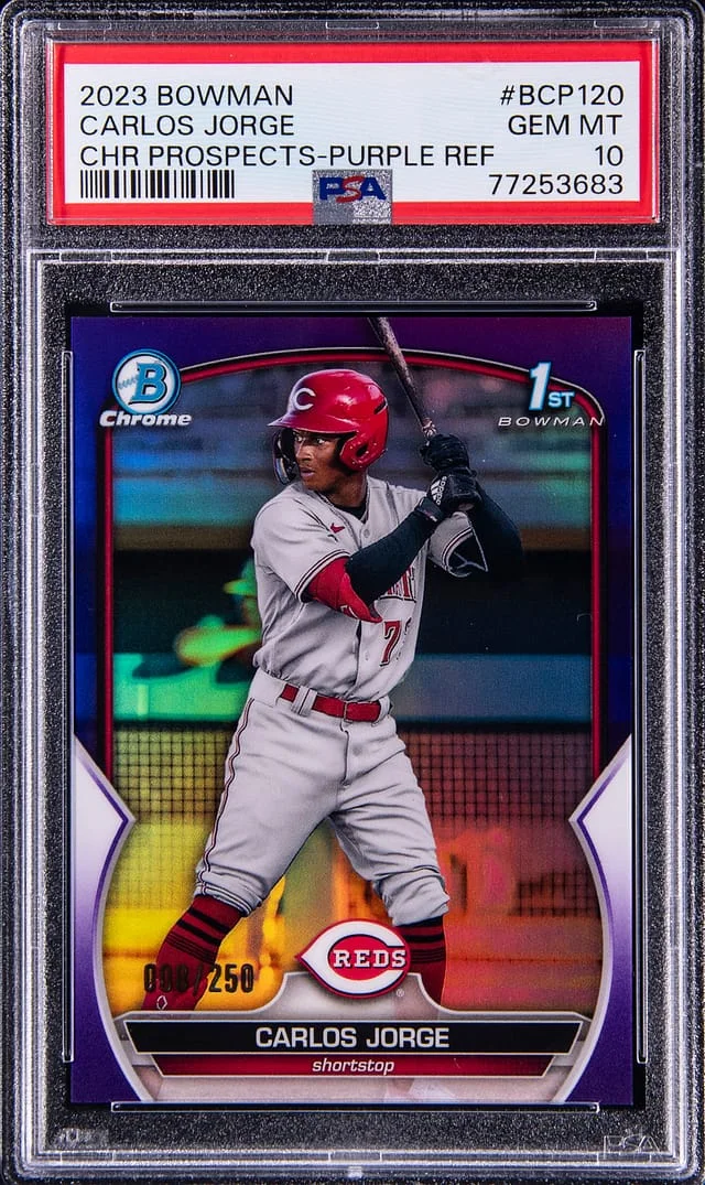 2023 Bowman Chrome Carlos Jorge Prospect Purple Refractor #BCP120 card image