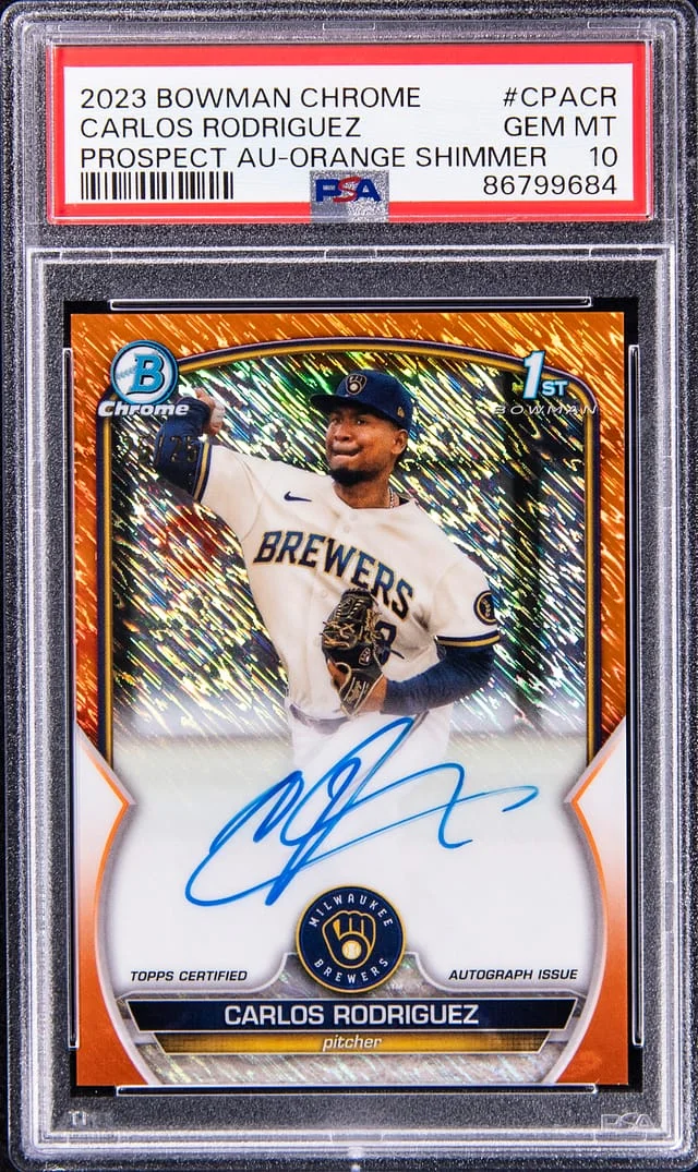 2023 Bowman Chrome Carlos Rodriguez Prospect Autograph Orange Shimmer #CPA-CR card image