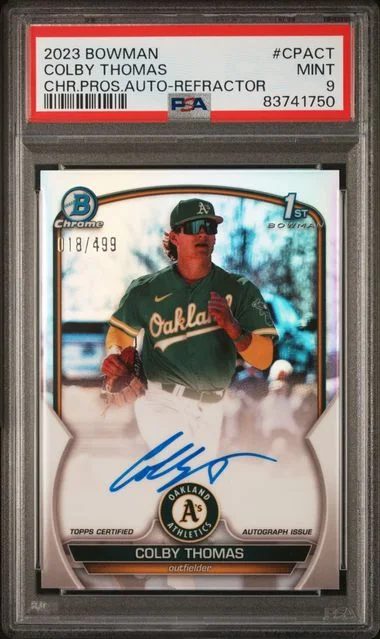 2023 Bowman Chrome Colby Thomas Prospect Autographs Refractor #CPA-CT card image