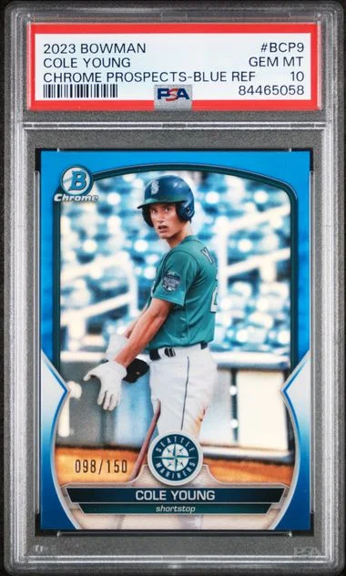 2023 Bowman Chrome Cole Young Blue Refractor #BCP9 card image
