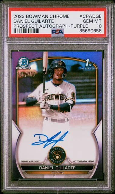 2023 Bowman Chrome Daniel Guilarte Prospect Autographs Refractor #CPA-DGE card image