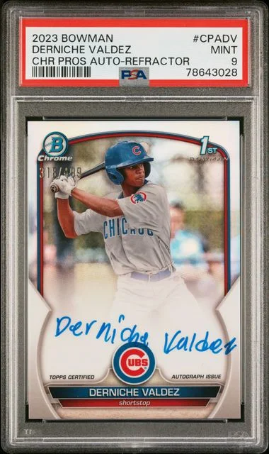 2023 Bowman Chrome Derniche Valdez Prospect Autographs Refractor #CPADV card image