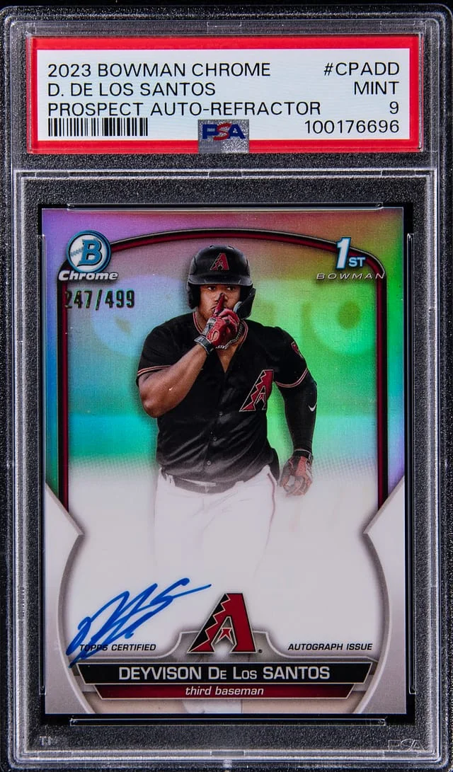 2023 Bowman Chrome Deyvison De Los Santos Prospect Autograph Green Refractor #CPA-DD card image