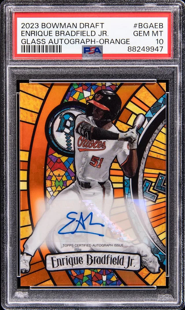 2023 Bowman Chrome Draft Enrique Bradfield Jr. Glass Autograph Orange #BGA-EB card image