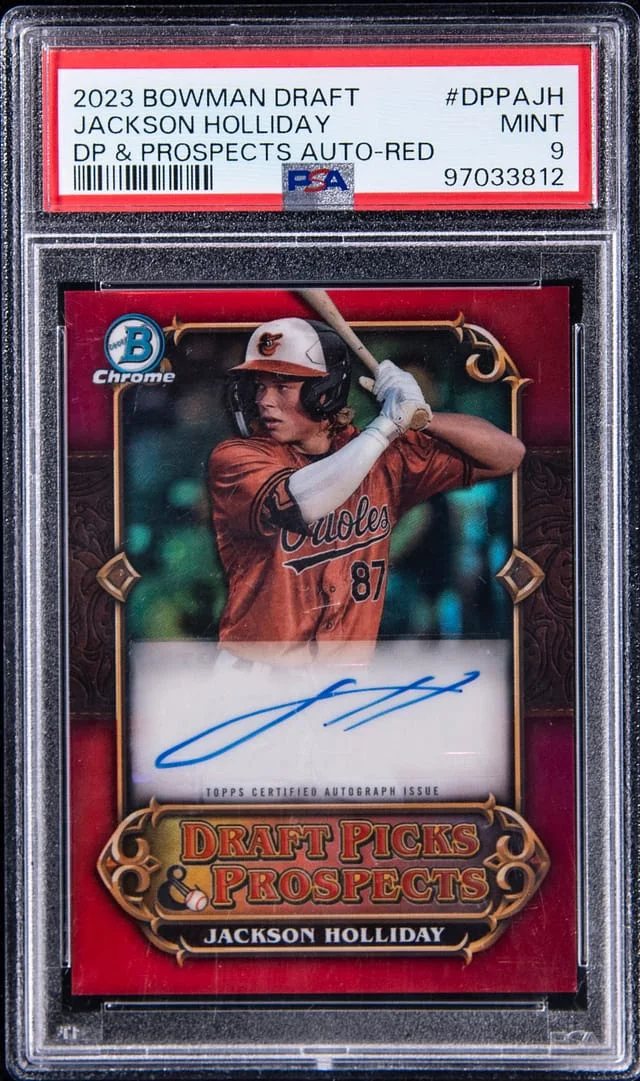 2023 Bowman Chrome Draft Jackson Holliday Picks and Prospects Autograph Red #DPPAJH card image
