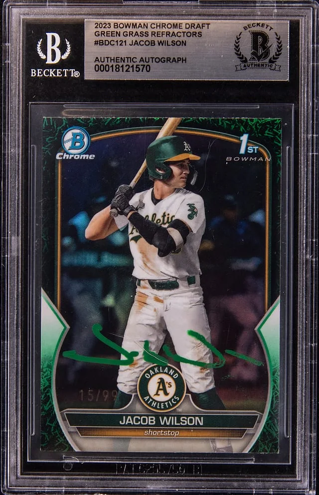 2023 Bowman Chrome Draft Jacob Wilson Green Grass Refractor #BDC-121 card image