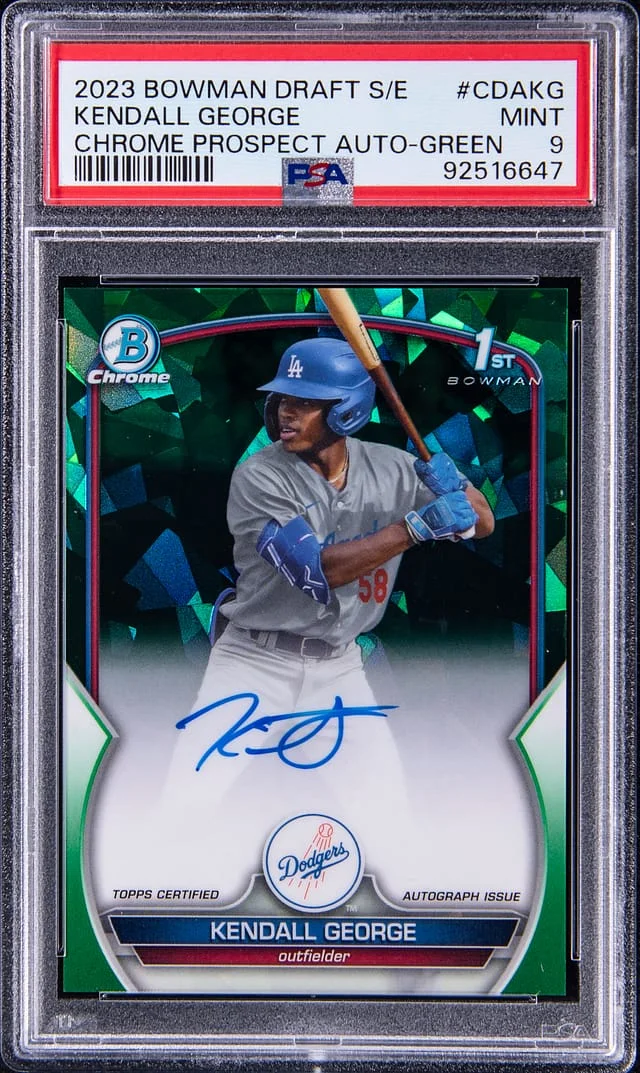 2023 Bowman Chrome Draft Kendall George Sapphire Edition Prospect Autograph Green #CDAKG card image
