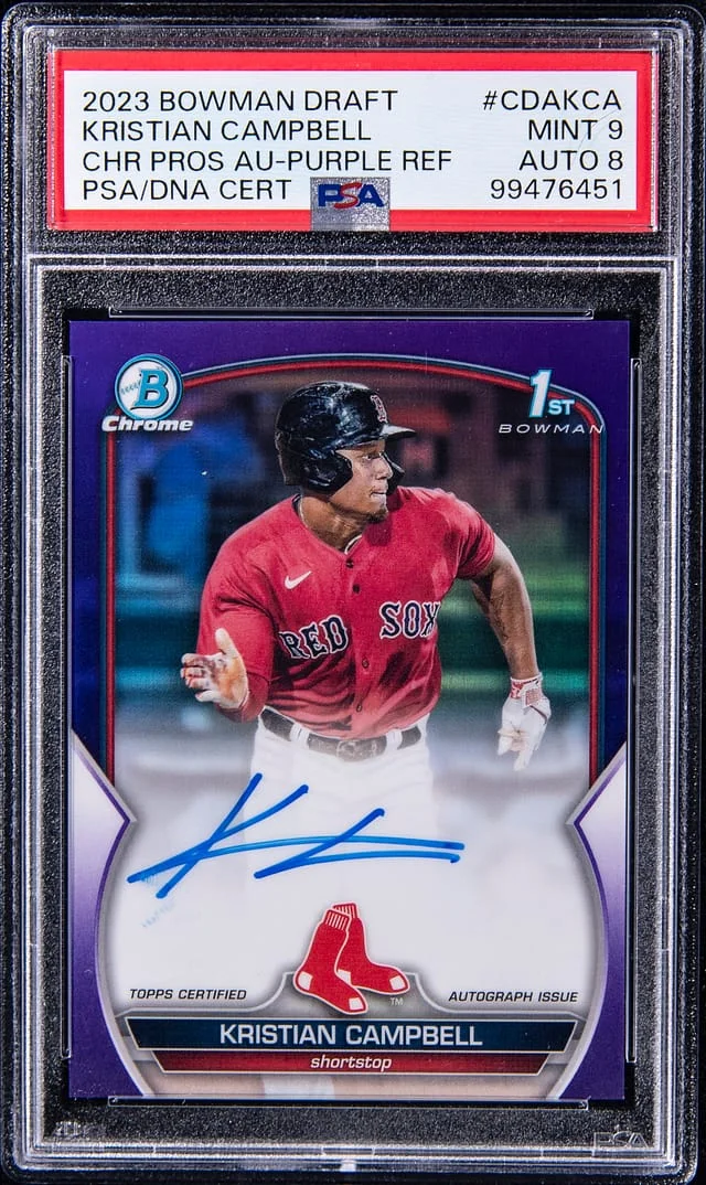 2023 Bowman Chrome Draft Kristian Campbell Prospect Autographs Aqua Lava Refractor #CDA-KCA card image