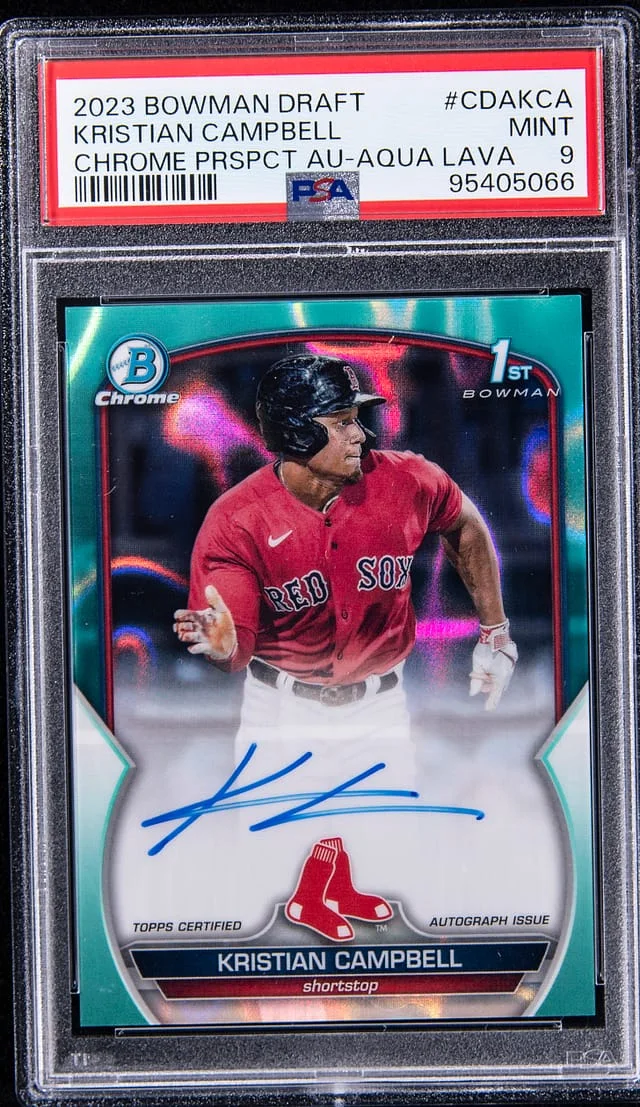 2023 Bowman Chrome Draft Kristian Campbell Prospect Autograph Aqua Lava #CDAKCA card image
