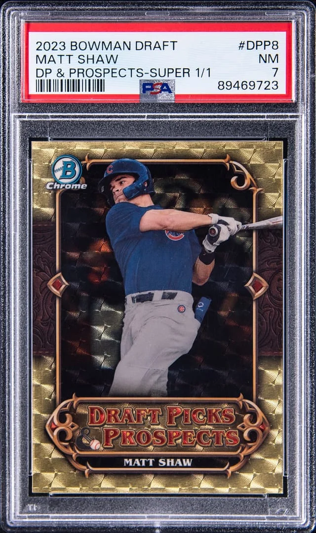 2023 Bowman Chrome Draft Matt Shaw Picks and Prospects Superfractor #DPP8 card image