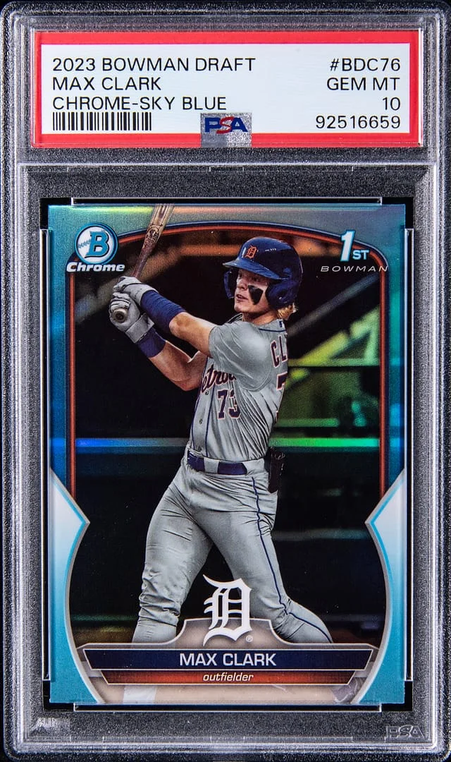 2023 Bowman Chrome Draft Max Clark Sky Blue Refractor #BDC-76 card image