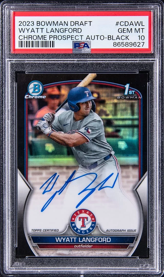 2023 Bowman Chrome Draft Wyatt Langford Prospect Autograph Black #CDAWL card image