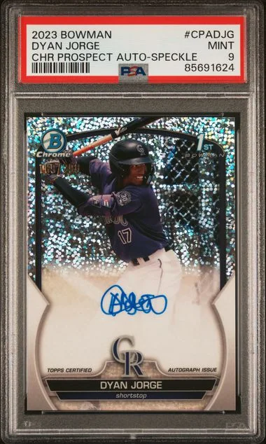 2023 Bowman Chrome Dyan Jorge Prospect Autographs Speckle #CPA-DJG card image