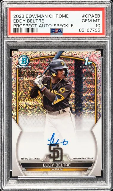 2023 Bowman Chrome Eddy Beltre Prospect Autographs Speckle #CPA-EB card image