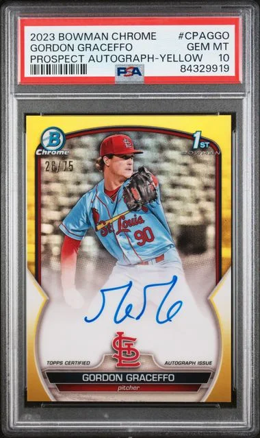 2023 Bowman Chrome Gordon Graceffo Prospect Autographs Yellow #CPAGGO card image