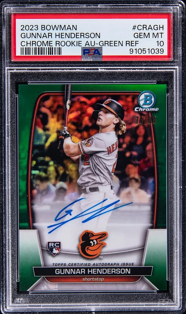 2023 Bowman Chrome Gunnar Henderson Autographs Green Refractor #CRA-GH card image