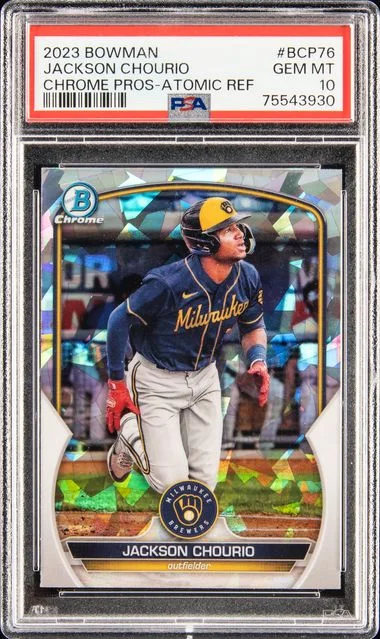 2023 Bowman Chrome Jackson Chourio Atomic Refractor #Bcp76 card image