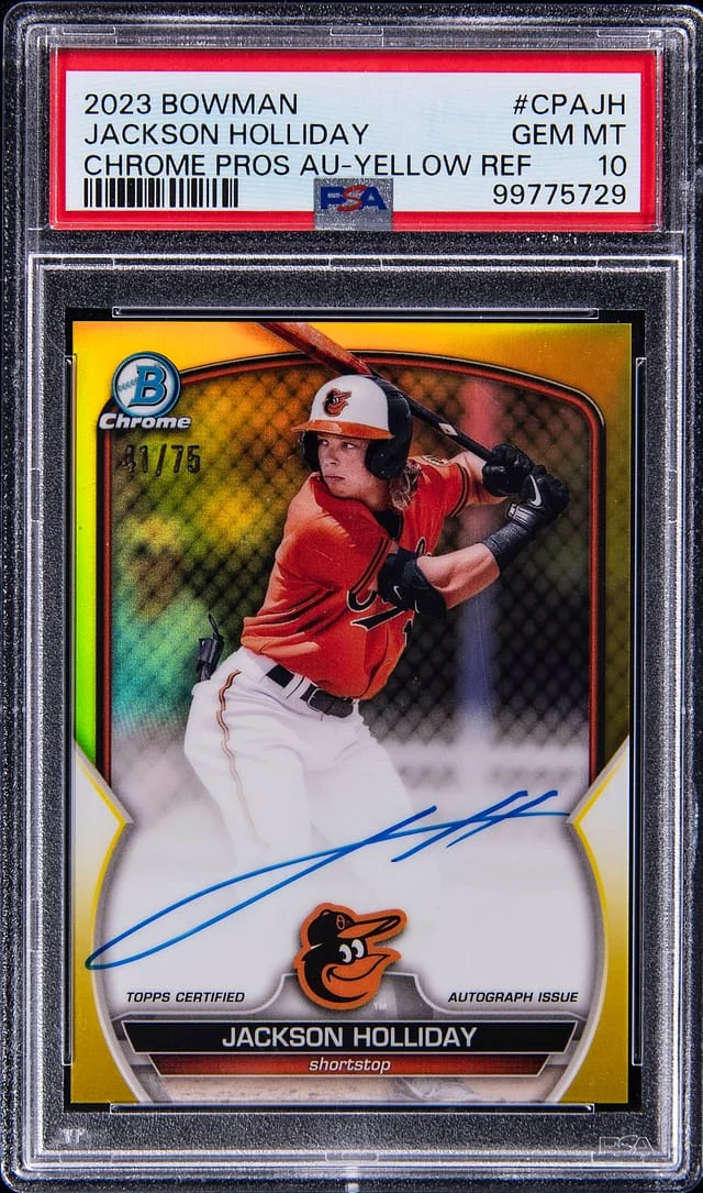 2023 Bowman Chrome Jackson Holliday Prospect Autographs Atomic Refractor #CPA-JH card image