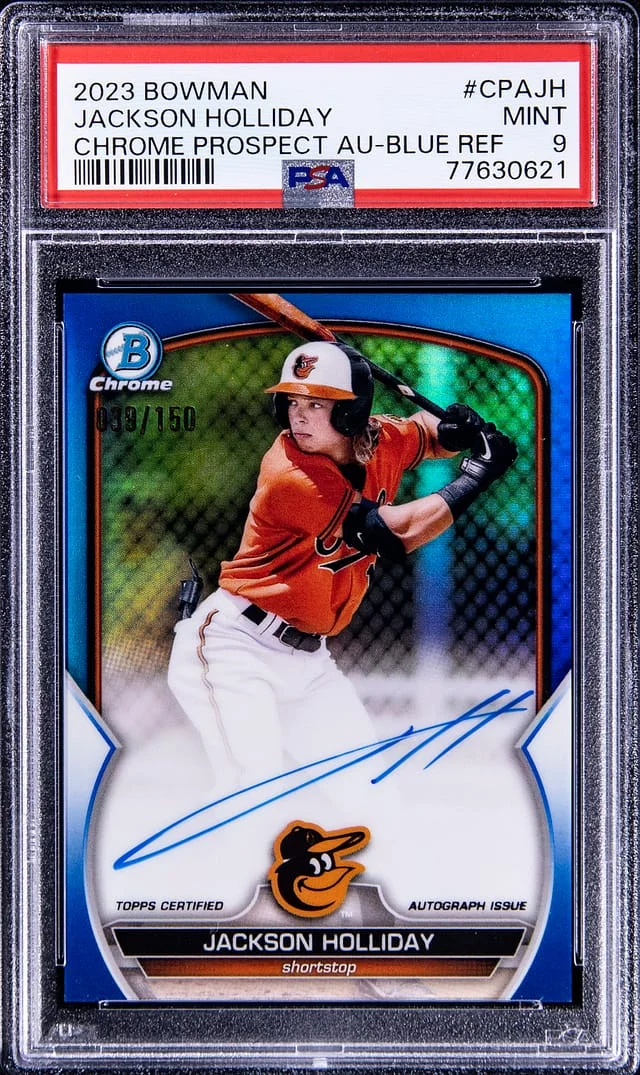 2023 Bowman Chrome Jackson Holliday Prospect Autographs Blue Refractor #CPAJH card image