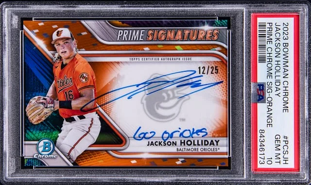 2023 Bowman Chrome Jackson Holliday Prime Signatures Orange Refractor #PCS-JH card image