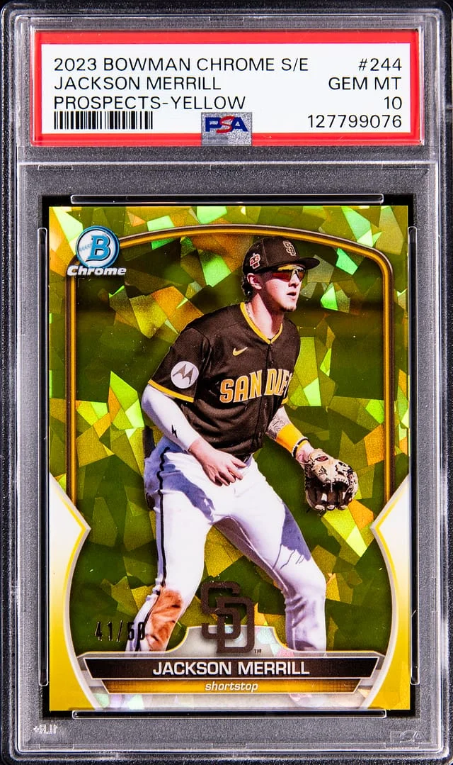 2023 Bowman Chrome Jackson Merrill Edition Prospects Yellow #244 card image