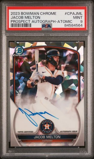 2023 Bowman Chrome Jacob Melton Prospect Autographs Atomic #CPA-JML card image