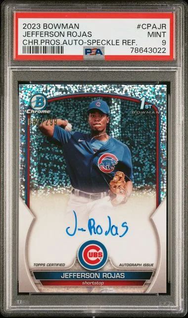 2023 Bowman Chrome Jefferson Rojas Prospect Autographs Speckle Refractor #CPAJR card image