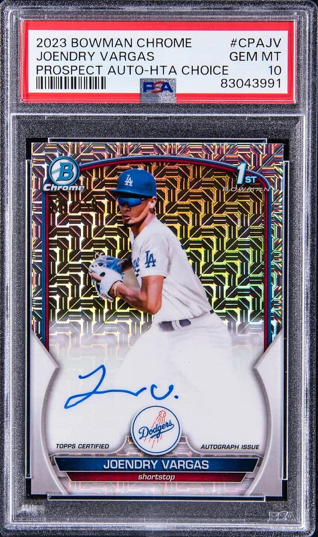 2023 Bowman Chrome Joendry Vargas Prospect Autograph HTA Choice #CPAJV card image