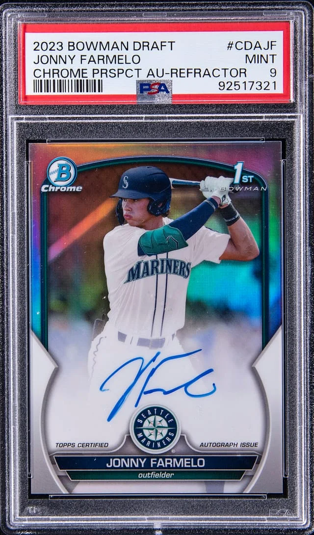 2023 Bowman Chrome Jonny Farmelo Prospect Autograph Purple #CDAJF card image