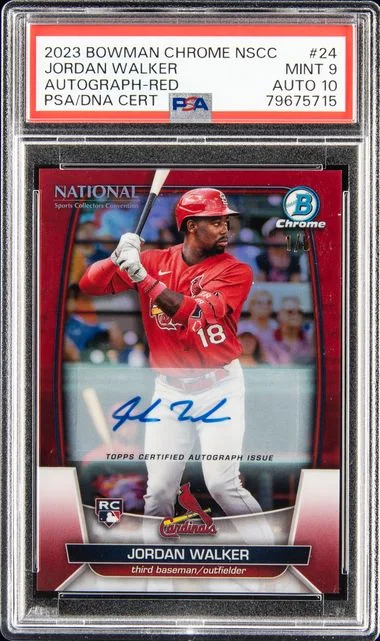 2023 Bowman Chrome Jordan Walker National Autograph-Red #24 card image