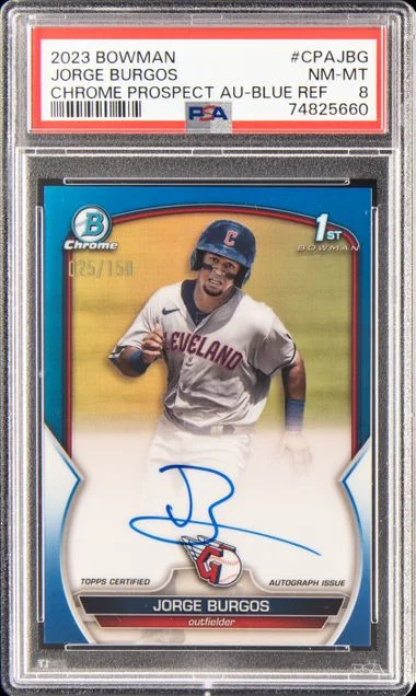 2023 Bowman Chrome Jorge Burgos Prospect Autographs Blue Refractor #CPA-JBG card image